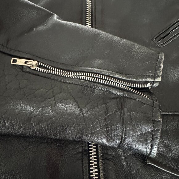 Men's BLACK 3XLT 54T Leather Motorcycle Biker Jacket Wilson's Vintage 90s - Picture 13 of 15